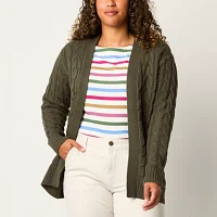 St. John's Bay Womens Long Sleeve Open Front Cardigan