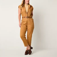 a.n.a Womens Sleeveless Belted Jumpsuit