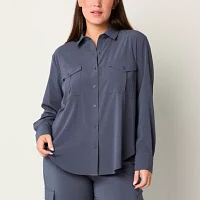 Stylus Womens Long Sleeve Regular Fit Button-Down Shirt