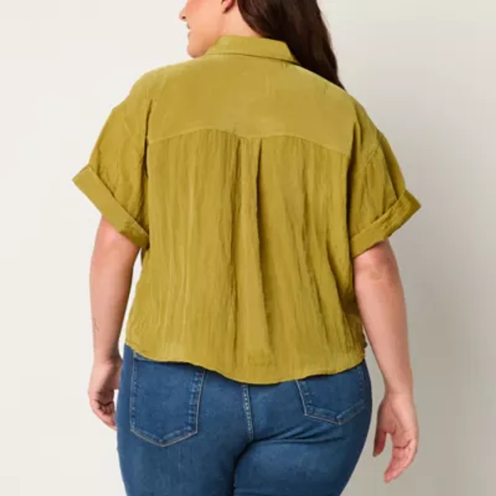 a.n.a Plus Womens Short Sleeve Blouse