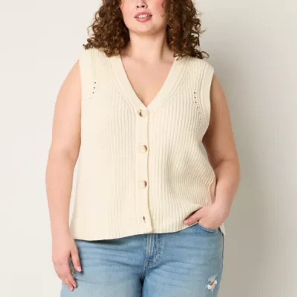 a.n.a Womens V Neck Sweater Vest Plus