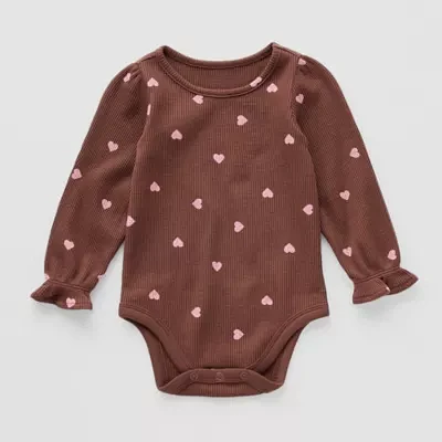 Okie Dokie Waffle Knit Baby Girls Long Sleeve Bodysuit
