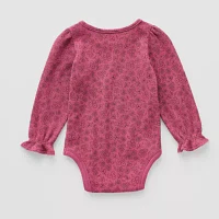 Okie Dokie Waffle Knit Baby Girls Long Sleeve Bodysuit