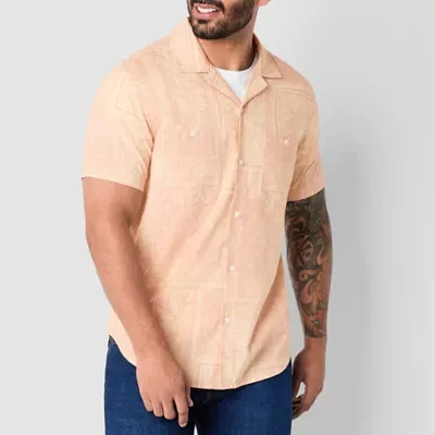 Frye and Co. Seersucker Mens Regular Fit Short Sleeve Button-Down Shirt