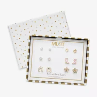 Mixit Womens Cubic Zirconia Simulated Pearl Star 6 Pair Earring Set