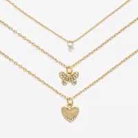 Mixit Womens Cubic Zirconia Butterfly Heart Hypoallergenic 3-pc. Necklace Set