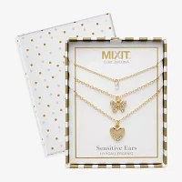 Mixit Womens Cubic Zirconia Butterfly Heart Hypoallergenic 3-pc. Necklace Set