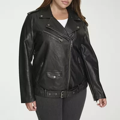 Levi's Midweight Faux Leather Wind Resistant Womens Plus Motorcycle Jacket