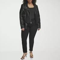 Levi's Midweight Faux Leather Belted Wind Resistant Womens Plus Motorcycle Jacket