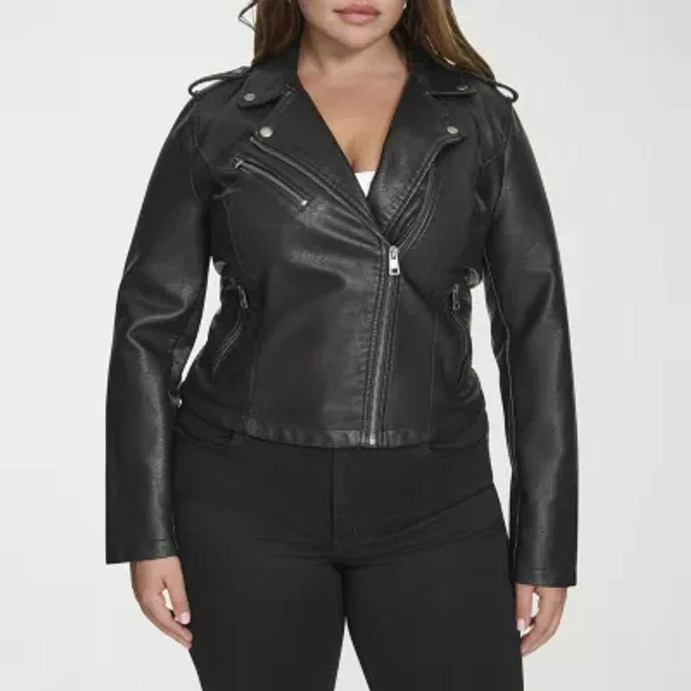 Levi's Midweight Faux Leather Wind Resistant Womens Plus Motorcycle Jacket