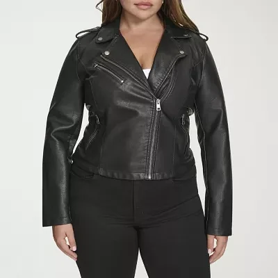 Levi's Midweight Faux Leather Wind Resistant Womens Plus Motorcycle Jacket