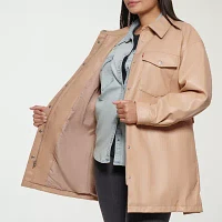 Levi's Faux Leather Belted Wind Resistant Water Midweight Womens Plus Jacket