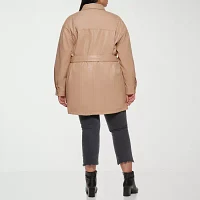 Levi's Faux Leather Belted Wind Resistant Water Midweight Womens Plus Jacket