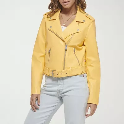 Levi's Midweight Faux Leather Belted Wind Resistant Womens Motorcycle Jacket