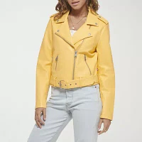 Levi's Midweight Faux Leather Belted Wind Resistant Womens Motorcycle Jacket