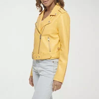 Levi's Midweight Faux Leather Belted Wind Resistant Womens Motorcycle Jacket