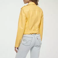 Levi's Midweight Faux Leather Belted Wind Resistant Womens Motorcycle Jacket