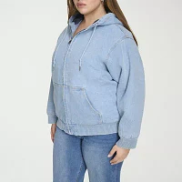 Levi's Denim Hooded Wind Resistant Midweight Womens Plus Bomber Jacket