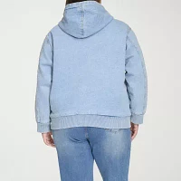Levi's Denim Hooded Wind Resistant Midweight Womens Plus Bomber Jacket
