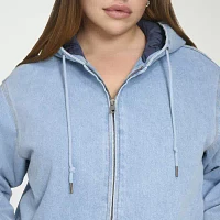 Levi's Denim Hooded Wind Resistant Midweight Womens Plus Bomber Jacket