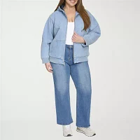 Levi's Denim Hooded Wind Resistant Midweight Womens Plus Bomber Jacket