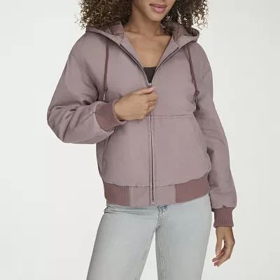 Levi's Denim Hooded Wind Resistant Midweight Womens Bomber Jacket