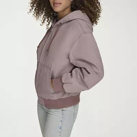 Levi's Denim Hooded Wind Resistant Midweight Womens Bomber Jacket