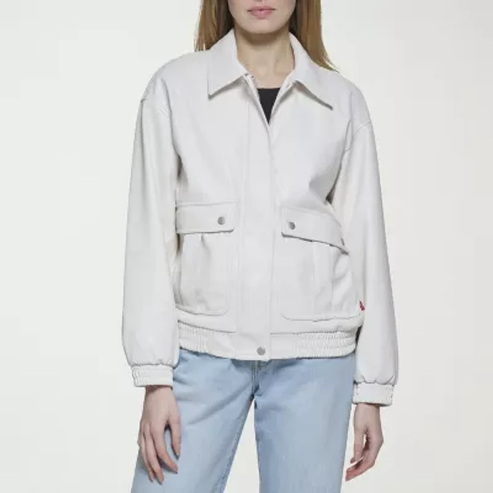 Levi's Faux Leather Wind Resistant Midweight Womens Bomber Jacket