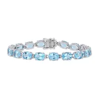 Genuine Blue Topaz Sterling Silver 7.25 Inch Tennis Bracelet