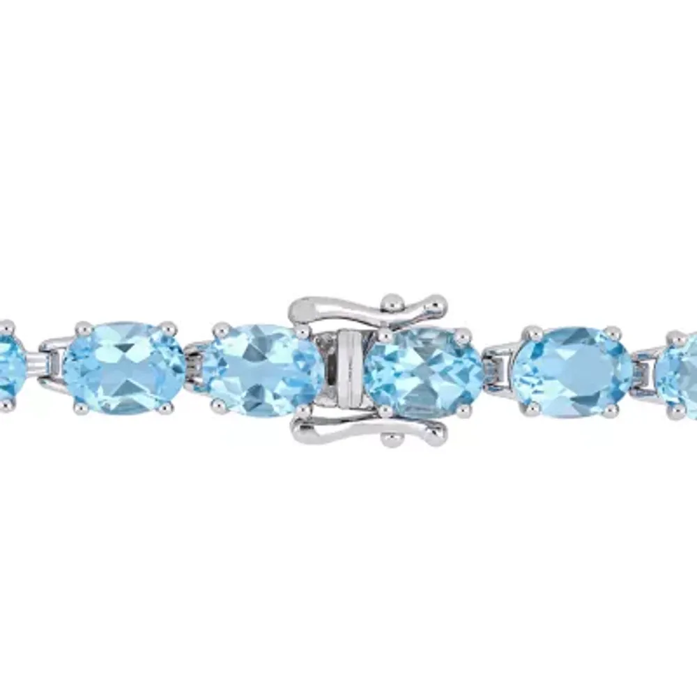 Genuine Blue Topaz Sterling Silver 7.25 Inch Tennis Bracelet