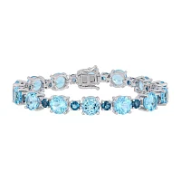 Genuine Blue Topaz Sterling Silver 7.25 Inch Tennis Bracelet