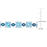 Genuine Blue Topaz Sterling Silver 7.25 Inch Tennis Bracelet