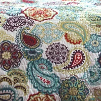 Mi Zone Asha Reversible Paisley Quilt Set with Throw Pillow