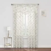 Regal Home Meadow Embroidered Sheer Rod Pocket Single Curtain Panel