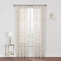 Regal Home Meadow Embroidered Sheer Rod Pocket Single Curtain Panel