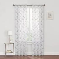 Regal Home Meadow Rod Pocket Embroidered Sheer Single Curtain Panel