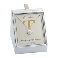 Sparkle Allure Initial Cubic Zirconia Pure Silver Over Brass 16 Inch Link Round Pendant Necklace