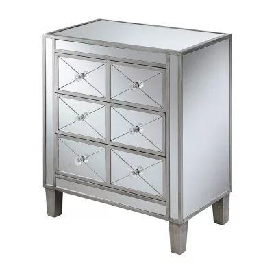 BettyB Living Room Collection 3-Drawer Mirrored End Table