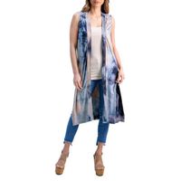 24seven Comfort Apparel Womens Sleeveless Open Front Tie Dye Cardigan