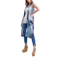 24seven Comfort Apparel Womens Sleeveless Open Front Tie Dye Cardigan