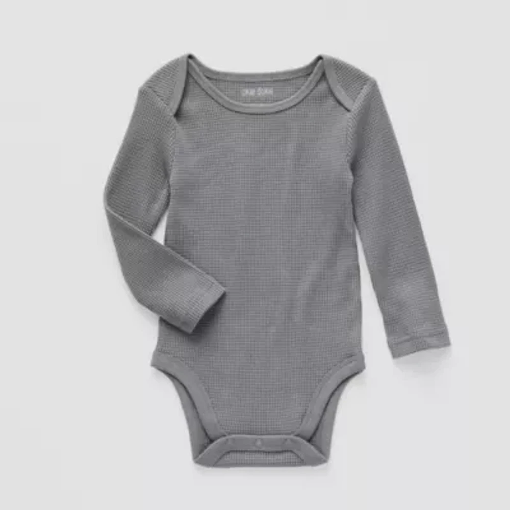 Okie Dokie Waffle Knit Baby Boys Long Sleeve Bodysuit