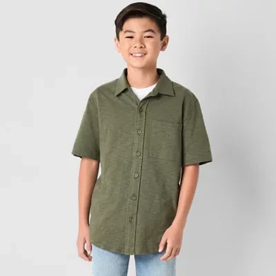 Thereabouts Little & Big Boys Short Sleeve Button-Down Shirt