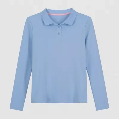 IZOD Little & Big Girls Stretch Fabric Long Sleeve Polo Shirt