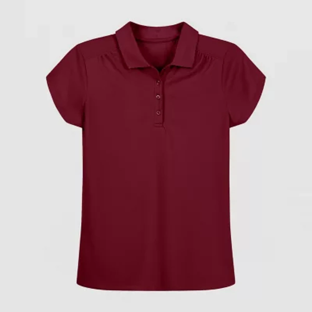 IZOD Little & Big Girls Wrinkle Resistant Moisture Wicking Performance Mesh Short Sleeve Polo Shirt