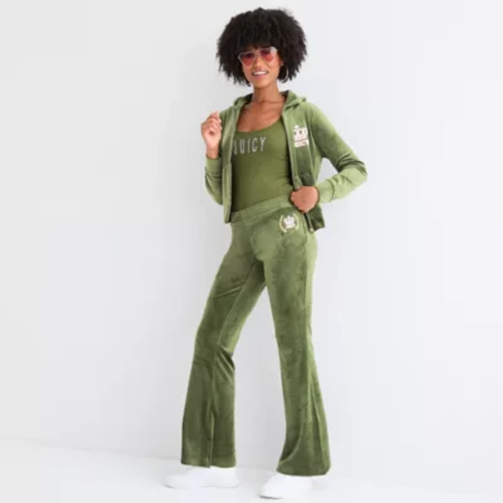 Juicy By Couture Womens Mid Rise Flare Track Pant-Juniors