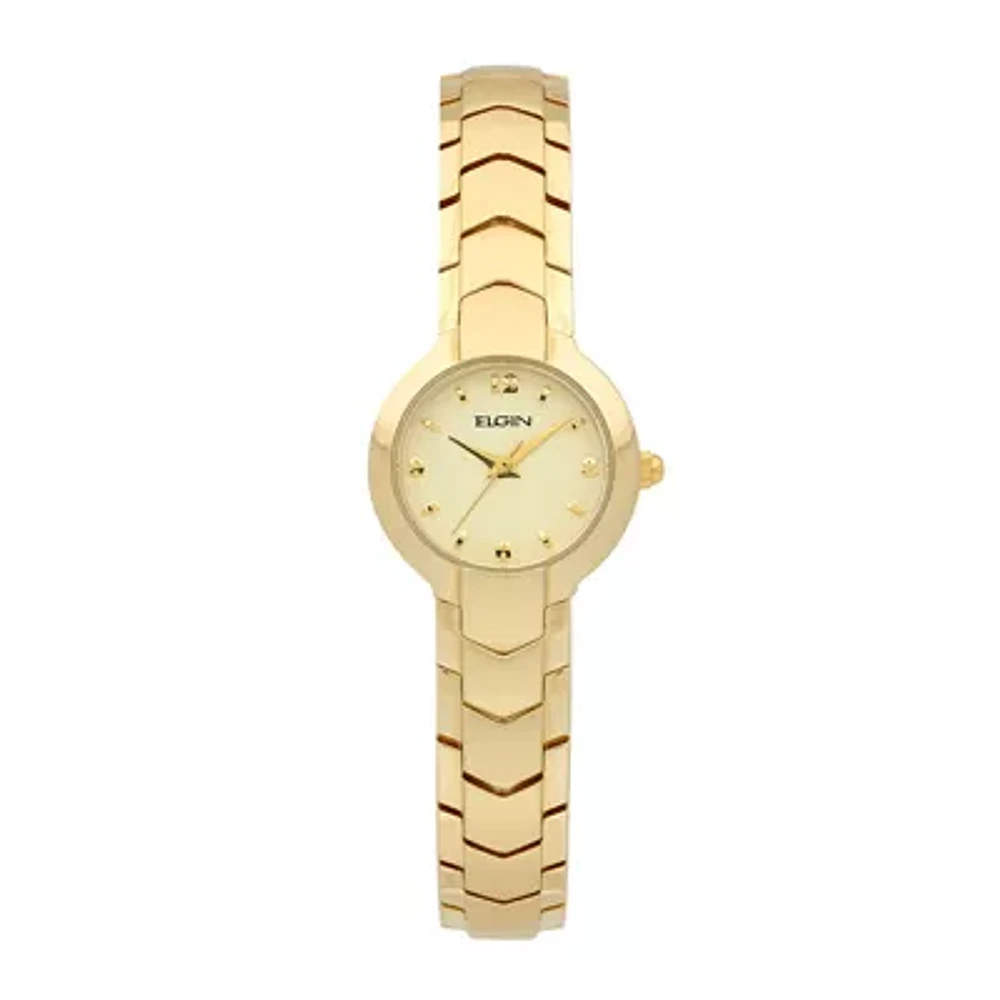 Elgin® Womens Textured Gold-Tone Bracelet Watch