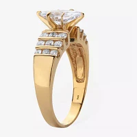 Diamonart Womens 2 CT. T.W. White Cubic Zirconia 14K Gold Over Silver Engagement Ring