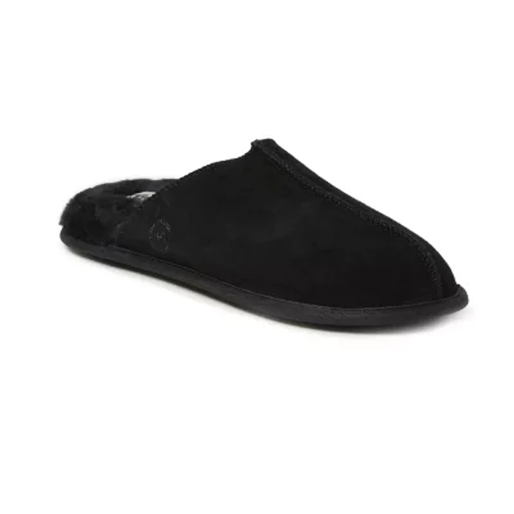 Dearfoams Mens Bradford Genuine Suede Closed Toe Scuff Slip-On Slippers