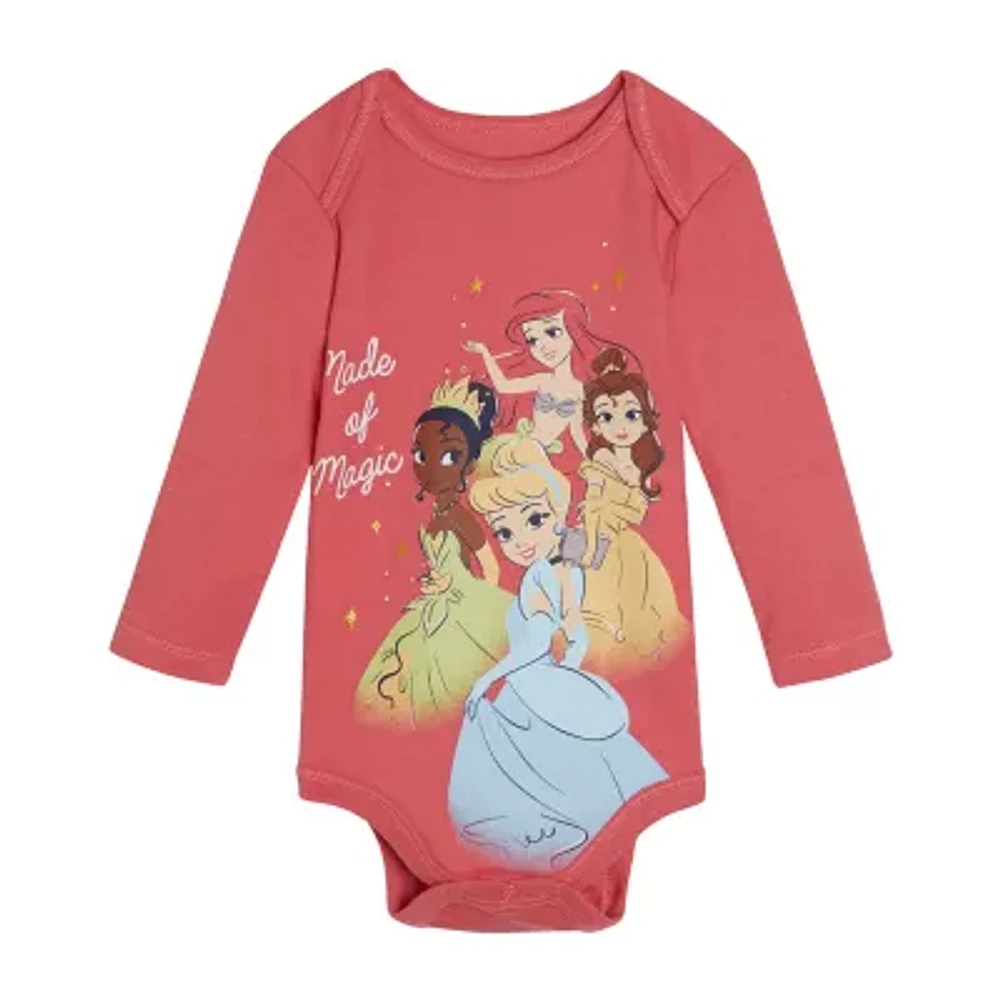 Disney Baby Girls Crew Neck Long Sleeve Princess Bodysuit