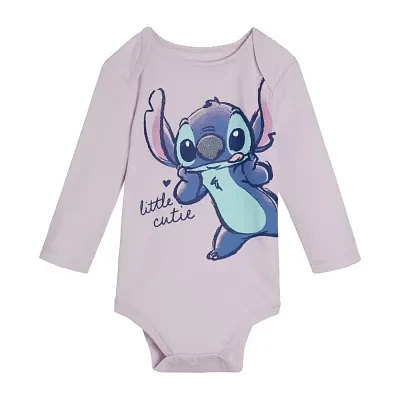 Disney Collection Baby Girls Crew Neck Long Sleeve Lilo & Stitch Bodysuit